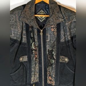 Vinatage Cuir Classic I.O.U Pour Femme Suede Leather Bomber Jacket Size Medium